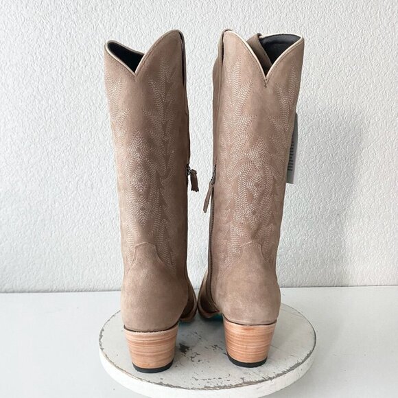 Lane Gallatin Womens Cowboy Boots 11 Latte Suede Cowgirl Western Mid Calf Tall - Picture 3 of 11